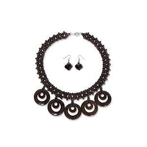  Coconut shell jewelry set, Phases of the Moon Jewelry