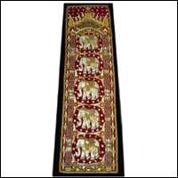 RED Hand~Embroidered Kalaga Elephant Tapestry 18 x 60  
