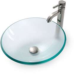 Kraus Frosted Glass Vessel Sink and Ramus Faucet  Overstock