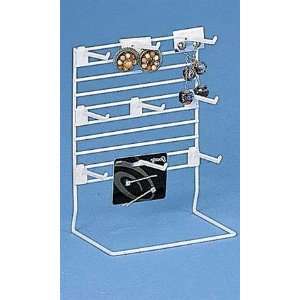  White Wire Counter Top Display Rack W 12 Peg Hooks  12W X 