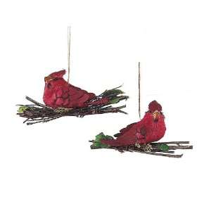   Pack of 24 Modern Lodge Cardinal on Branch Christmas Ornaments 5.5