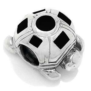   Lapis or Onyx 925 Sterling Silver TURTLE European Charms Bead  