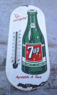 1950s 7up Porcelain Thermometer Sign Seven Up French L@@K  