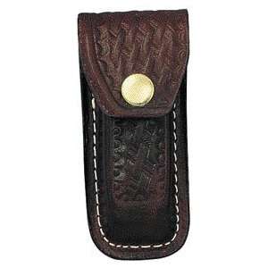  Brown Basketweave Leather Sheath, Fits Large Swiss Army 