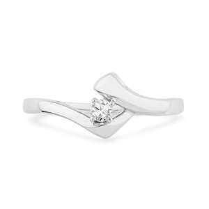   White Gold Round Diamond Solitaire Promise Ring (0.08 cttw): D GOLD