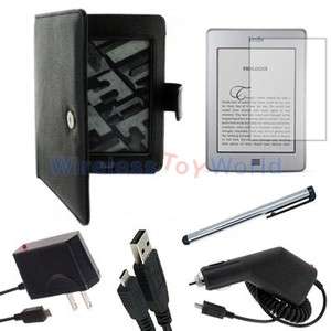   Leather Folio Case Cover+Accessory Bundle For New  Kindle Touch