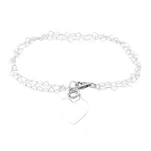  Sterling Silver Tiffany Style Double Link Heart Bracelet Jewelry