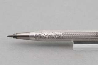 Vintage hand engraved push button pencil solid silver!  