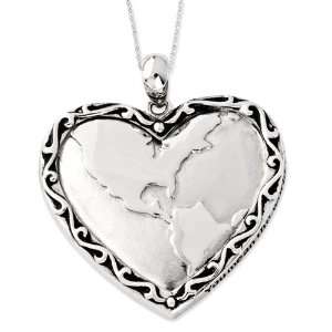   Silver Antiqued You Mean The World To Me 18in Necklace Jewelry