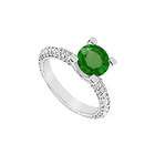   Emerald and Diamond Engagement Ring : 14K White Gold   1.50 CT TGW