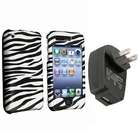 eForCity Compatible With iPhone 3GS 3G Wall Charger+Zebra Hard Case 
