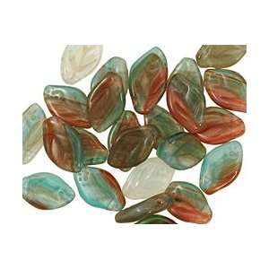  Czech Glass Spearmint w/ Ruby Leaf Drop 8x12mm Beads Arts 
