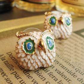 Retro Vintage Lovely Mini Owl with Big Eyes Diamond Cute Earrings 5192 