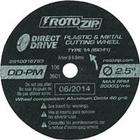 Rotozip Tool Corp. Direct Drive Plastic And Metal Cutting Wheel