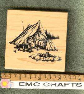 CAMPING TENT~OUTDOORS RUBBER STAMP #96724  