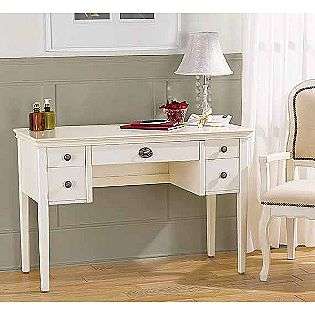 White Antique Finish Wood Desk Vanity  Country Living For the Home 