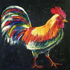 Overstock Michel Rooster on Black Canvas Art