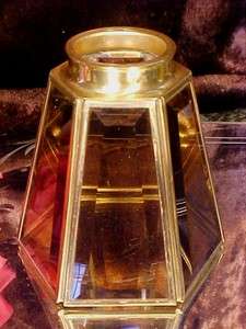 BEAUTIFUL Brass & AMBER BEVELED Glass Fan Light Shades  