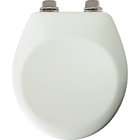   Molded Wood Toilet Seat with Nickel Whisper Close Hinges, Round, White