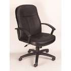   Office Products Black Leather Plus Office Executive Mid Back Chair
