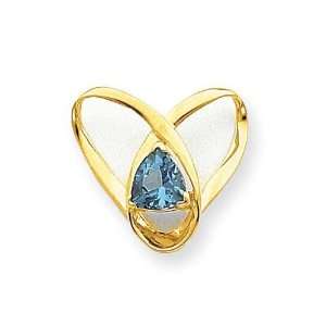  Blue Topaz Slide in 14k Yellow Gold: Jewelry
