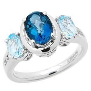    2.53 Carat 14kt White Gold Blue Topaz and Diamond Ring Jewelry