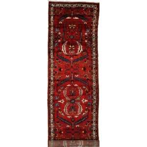  36 x 137 Red Persian Hand Knotted Wool Hamedan Runner 