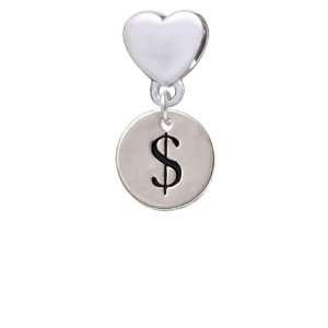   Dollar Sign   1/2 Disc European Heart Charm Dangle Bead [Jewelry