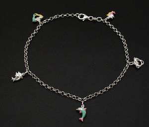 Dolphin Ankle Bracelet Anklet Sterling Silver FREE SIZE  
