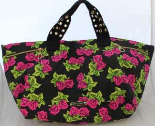   Johnson Fabulous TIN CAN ROSES Large Floral GYM BAG TOTE $98 Carry On