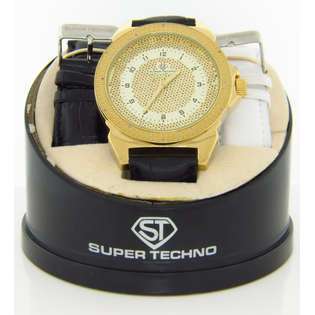 Super Techno Mens Gold Hip Hop Diamond Watch I 5323 