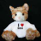 SHOPZEUS Plush Stuffed Brown Cat Toy with I Love Boo T Shirt