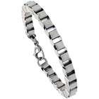 Sabrina Silver Stainless Steel Box Chain Link 7 in. Bracelet, 1/4 in 