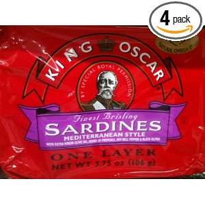 King Oscar Sardines   Mediterranean Style   One Layer   3.75 Oz Can 