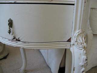 EXQUISITE Old Vintage FRENCH NIGHTSTAND Drawers Curvy Legs Bow Front 