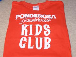 PONDEROSA STEAKHOUSE   Kids Club T Shirt Youth LG New!  