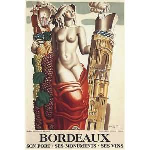 GRAPES GIRL BORDEAUX WINE FRANCE FRENCH VINTAGE POSTER CANVAS REPRO 