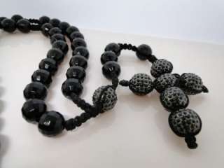 NEW MENS BLACK OR WHITE SIMULATED DIAMOND ONYX ROSARY NECKLACE CHAIN 