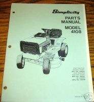 Simplicity 4108 Lawn Tractor Parts Catalog book manual  