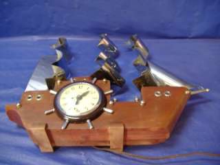   Chrome Ship Wheel Sail Boat United Clock TV Table Lamp Light  