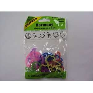   Glitter Harmony Shaped Rubber Bands Bandz Bracelets (12): Toys & Games