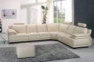 A31 Cream Italian Leather Sectional Sofa Contemporary  