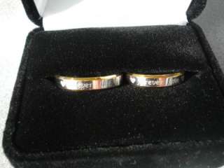 MENS & WOMENS TWO TONE ENGRAVED FOREVER LOVE RING SET 5 6 7 8 9 10 
