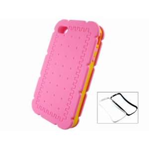 Pink 3D Sandwich Biscuit Silicone Case Cover for iPhone 4 