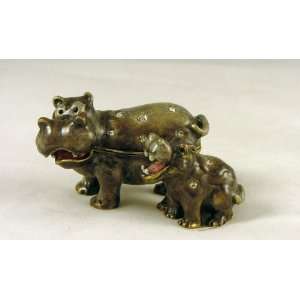  Happy Hippo Hippopotamus & Baby Jeweled Trinket Box: Home 