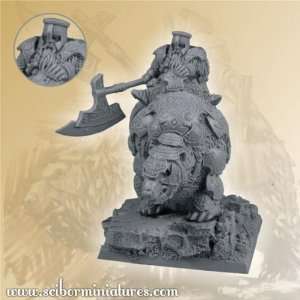  28mm Fantasy Miniatures Dwarf Warrior on War Bear #1 