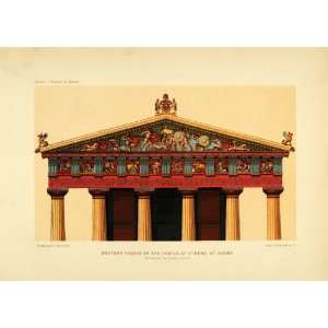1890 Chromolithograph Temple Athene Aiginia Charles Garnier Warriors 