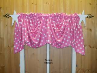 Pink & White Polka Dot Austrian Swag Valance Curtain  