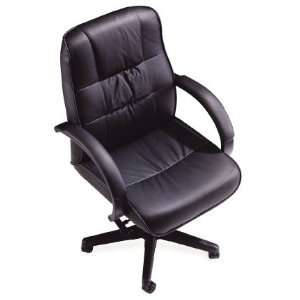  Mid Back Swivel Tilt Managerial Chair, Black Leather: Office Products