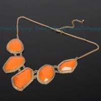   Chain Pattern Resin Inlaid Orange Pendants Adjustable Necklace  